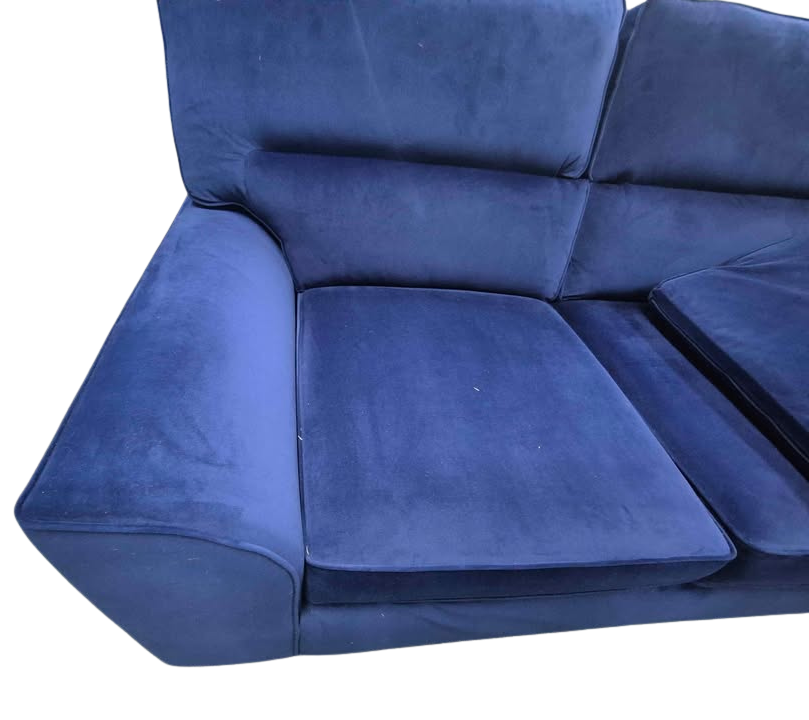 Next Stamford Highback Plush Velvet Blue 2 Seater