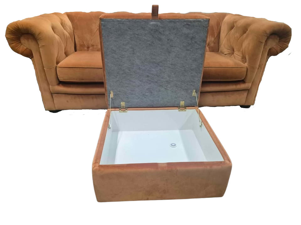 DFS Chesterfield Abbey Velvet 3 Seater + Storage Footstool