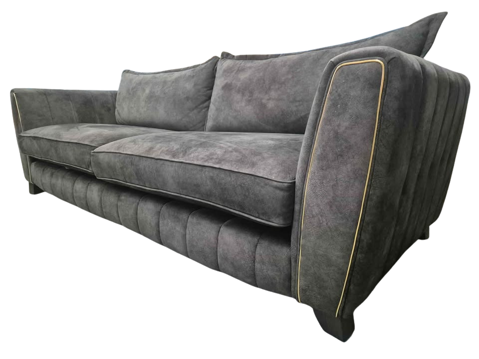 DFS Cherished Black Combination Formal 4 Seater Sofa