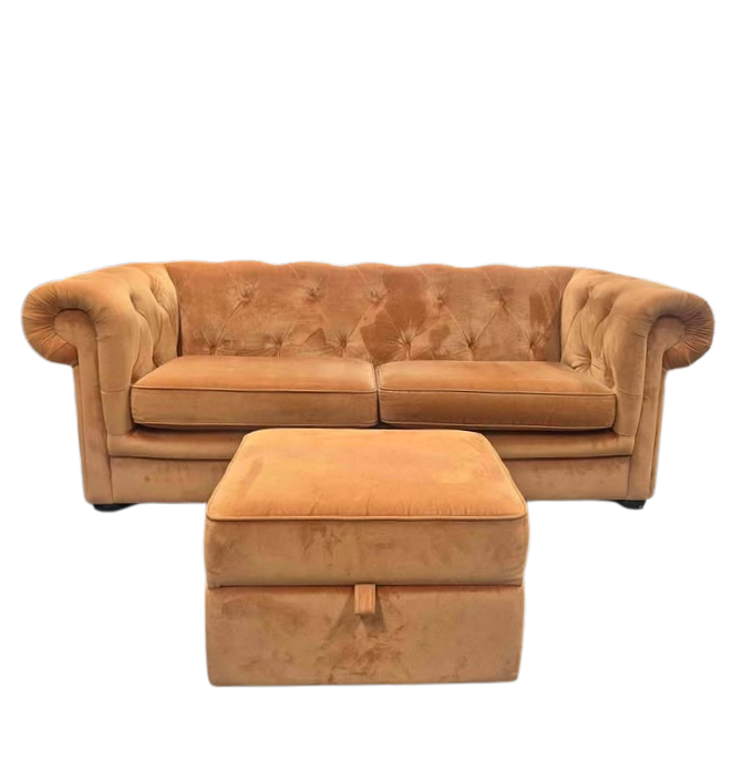 DFS Chesterfield Abbey Velvet 3 Seater + Storage Footstool