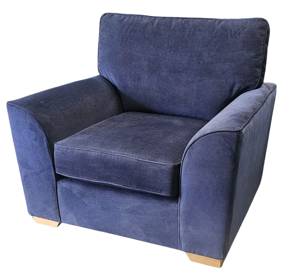 Navy Chenille ‘Stamford’ High-Back Armchair