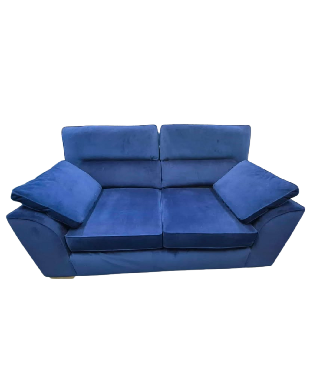 Next Stamford Highback Plush Velvet Blue 2 Seater