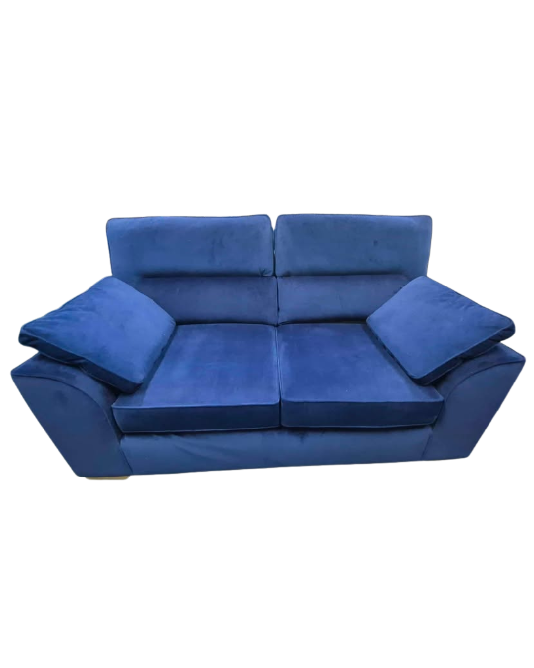 Next Stamford Highback Plush Velvet Blue 2 Seater