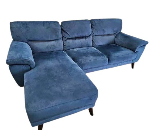 DFS Fargo Velvet Left Hand Facing Chaise End Sofa – Blue