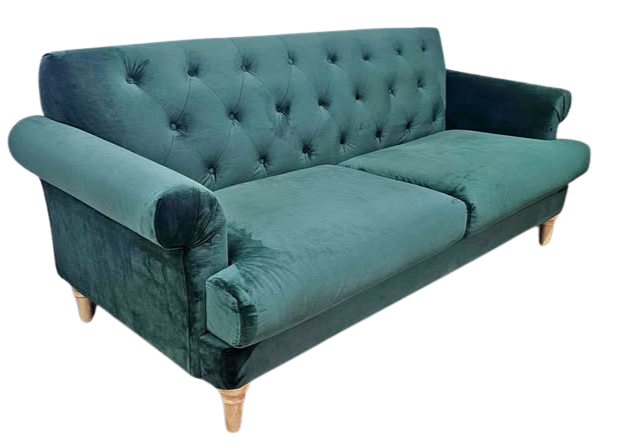 Green Velvet 3-Seater Sofa