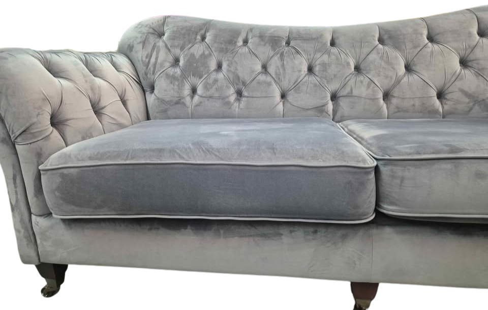 Bordeaux Grey Velvet Chesterfield 4 Seater