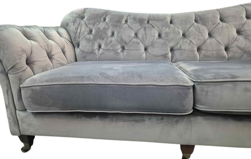 Bordeaux Grey Velvet Chesterfield 4 Seater
