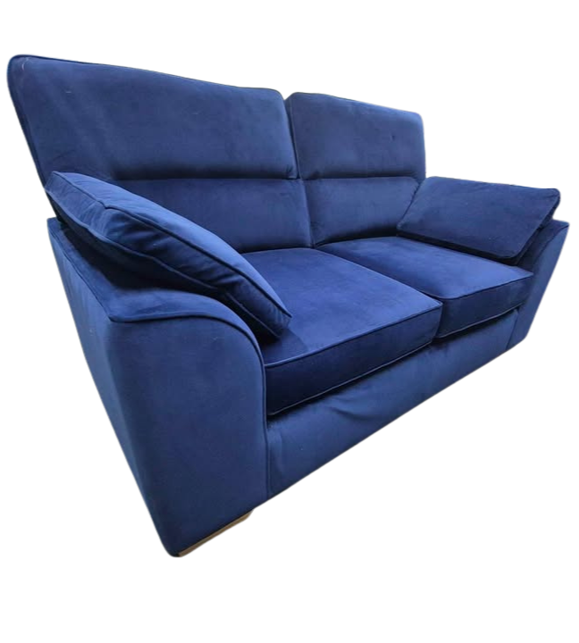 Next Stamford Highback Plush Velvet Blue 2 Seater