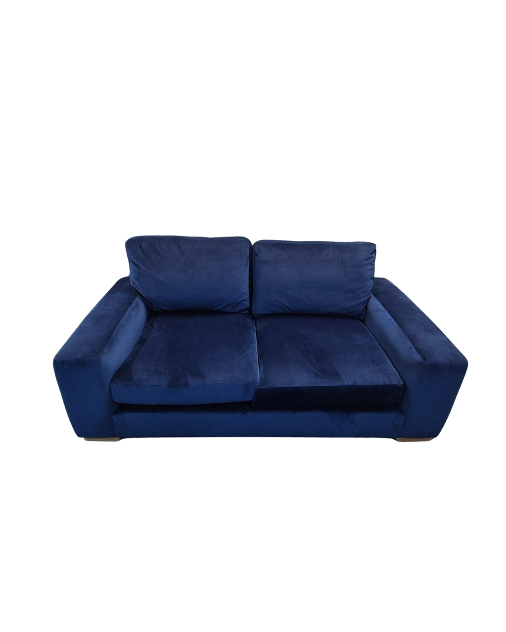 Next Houghton Navy Blue Plush Velvet Easy Clean 3 Seater Small Sofa