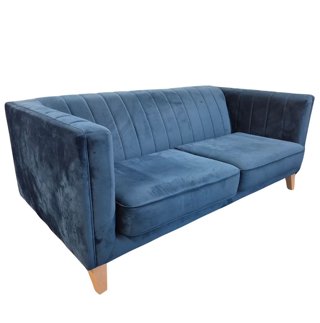 Sofology Fluted Isla Blue Velvet 2 Seater