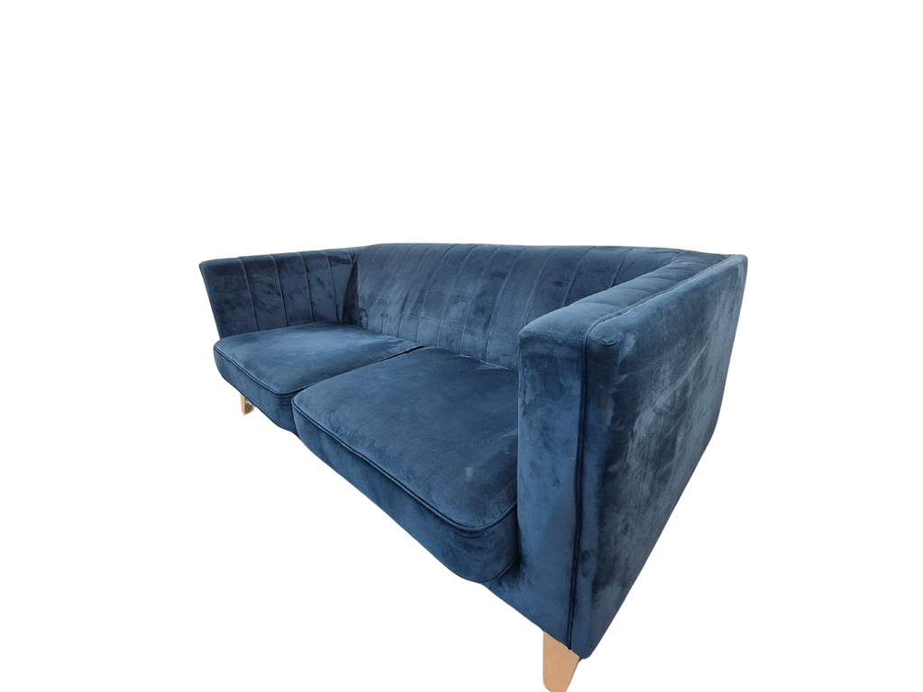 Sofology Fluted Isla Blue Velvet 2 Seater