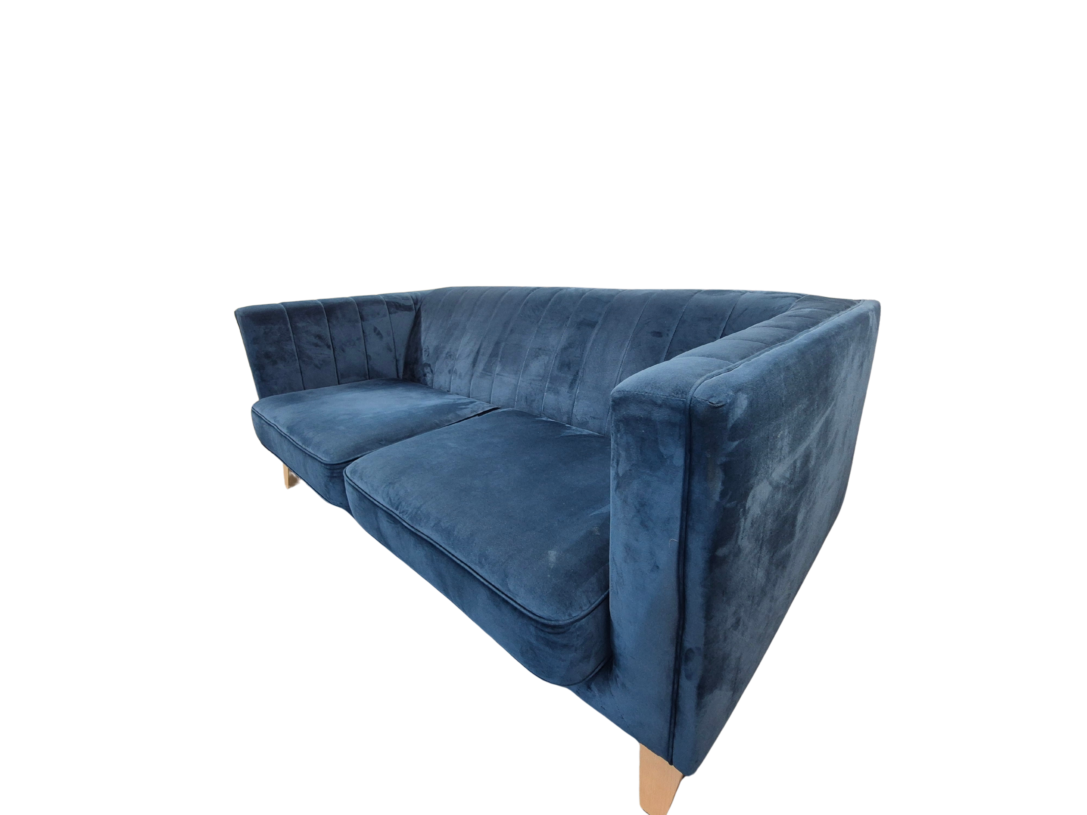 Sofology Fluted Isla Blue Velvet 2 Seater
