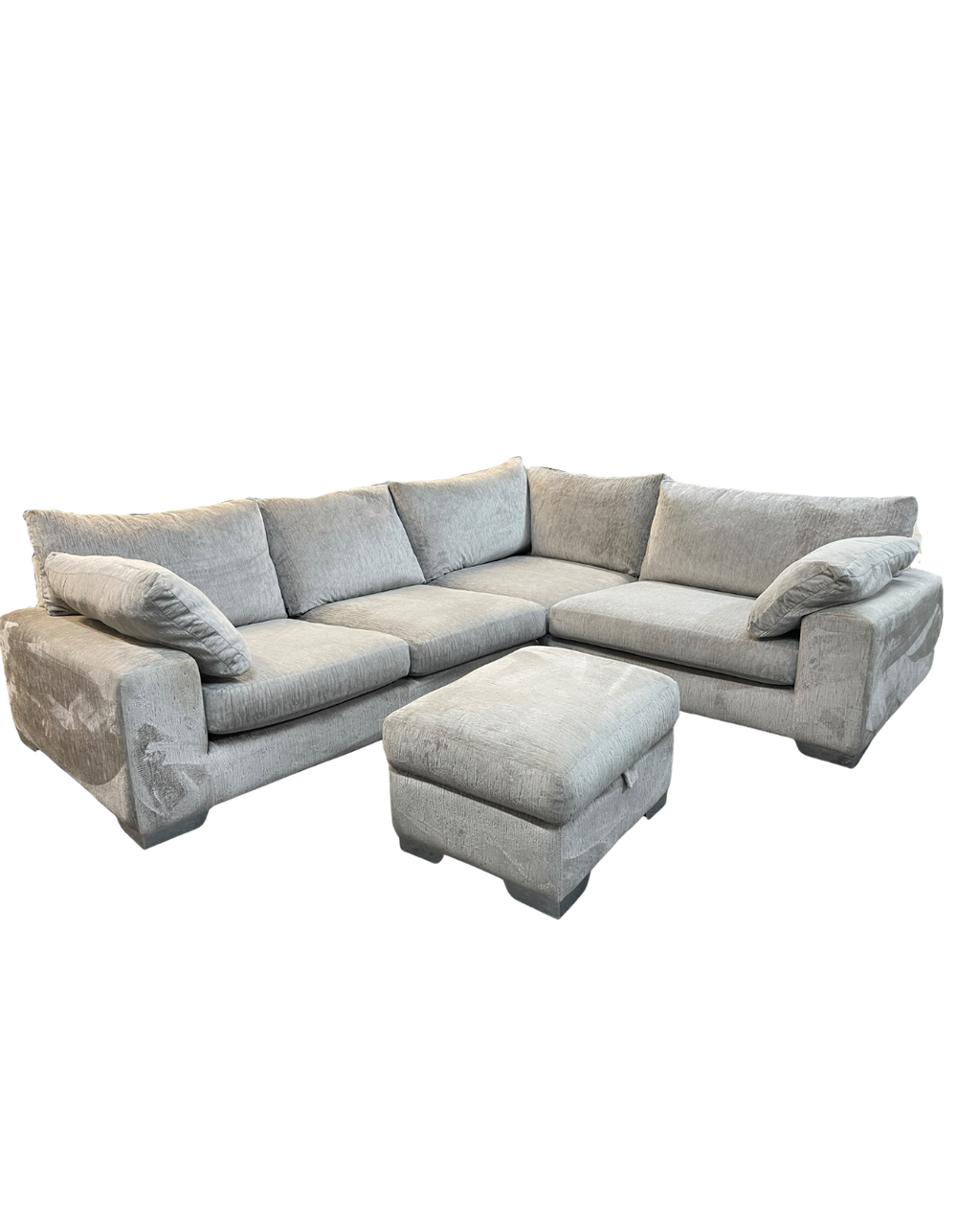 Sofology Coco Medusa Silver Corner Sofa + Storage Footstool