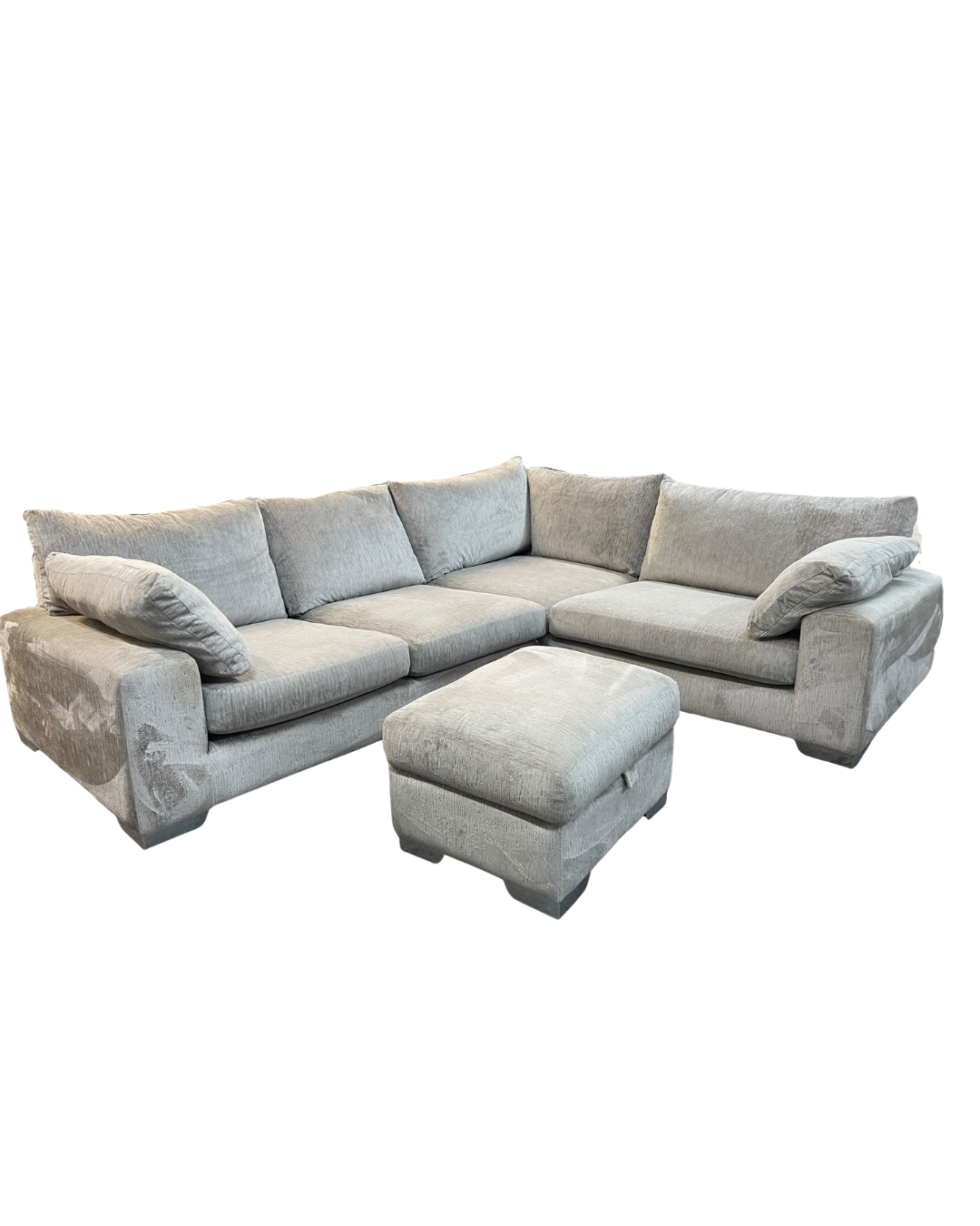 Sofology Coco Medusa Silver Corner Sofa + Storage Footstool