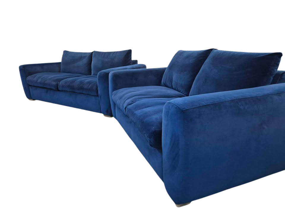 Snug Shack Blue Velvet Sofa Set – 3 Seater + 2 Seater with Storage