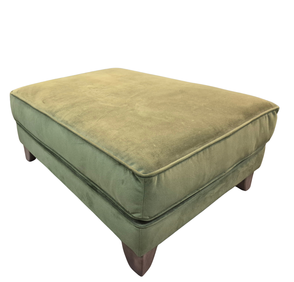 The Lounge Co footstool Melody Olive Green Velvet Footstool