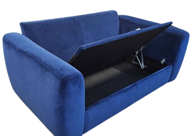 Snug Shack Blue Velvet 2 Seater Sofa with Storage