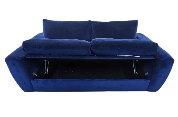 Snug Shack Blue Velvet 3 Seater Sofa with Storage