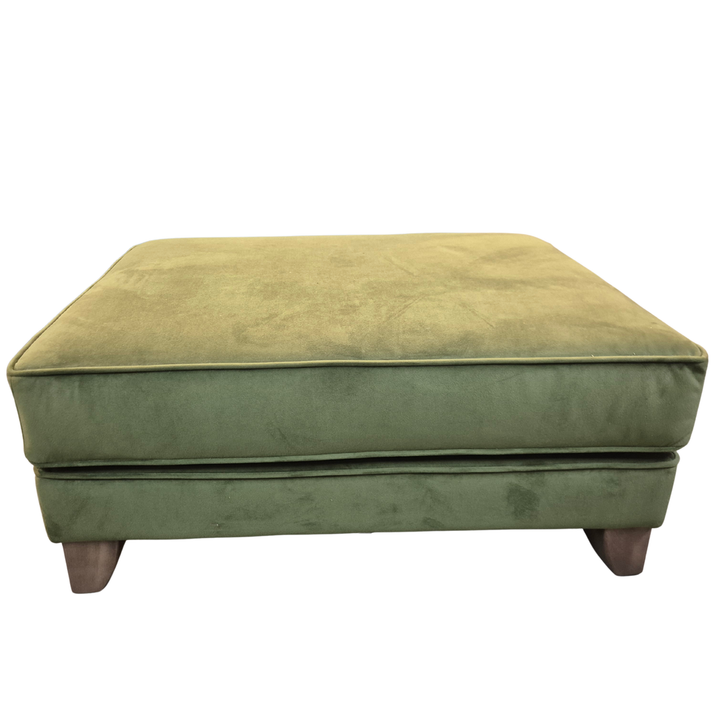 The Lounge Co footstool Melody Olive Green Velvet Footstool
