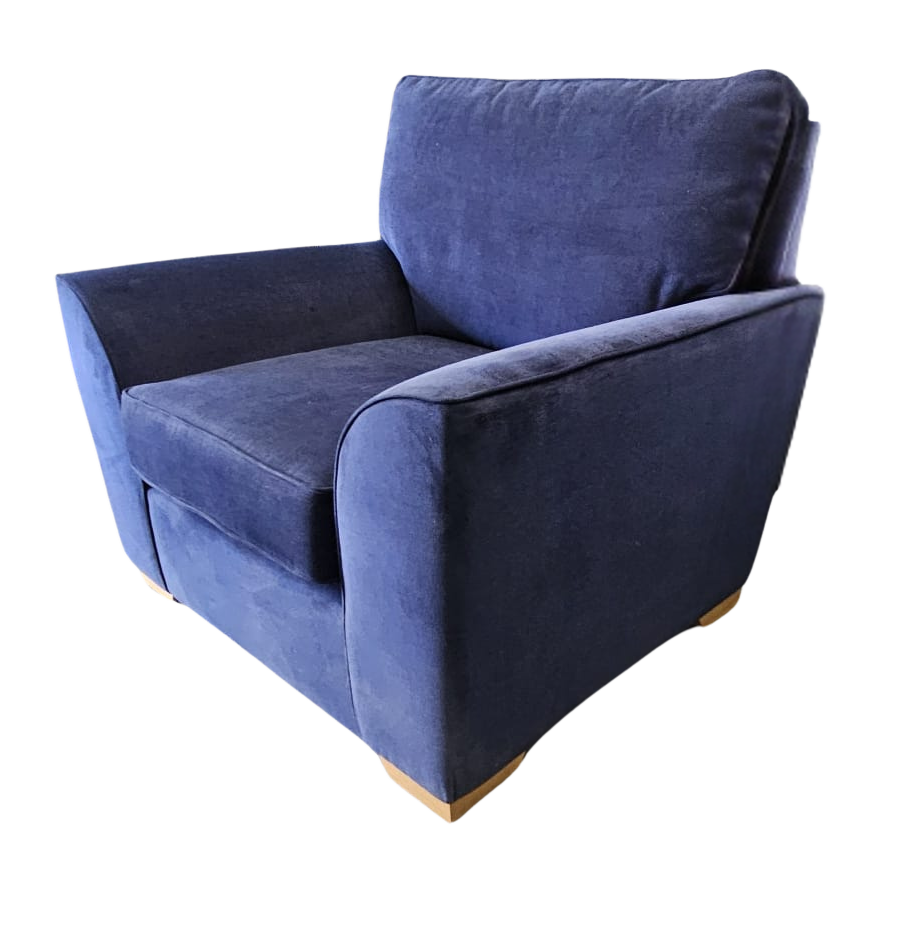 Navy Chenille ‘Stamford’ High-Back Armchair