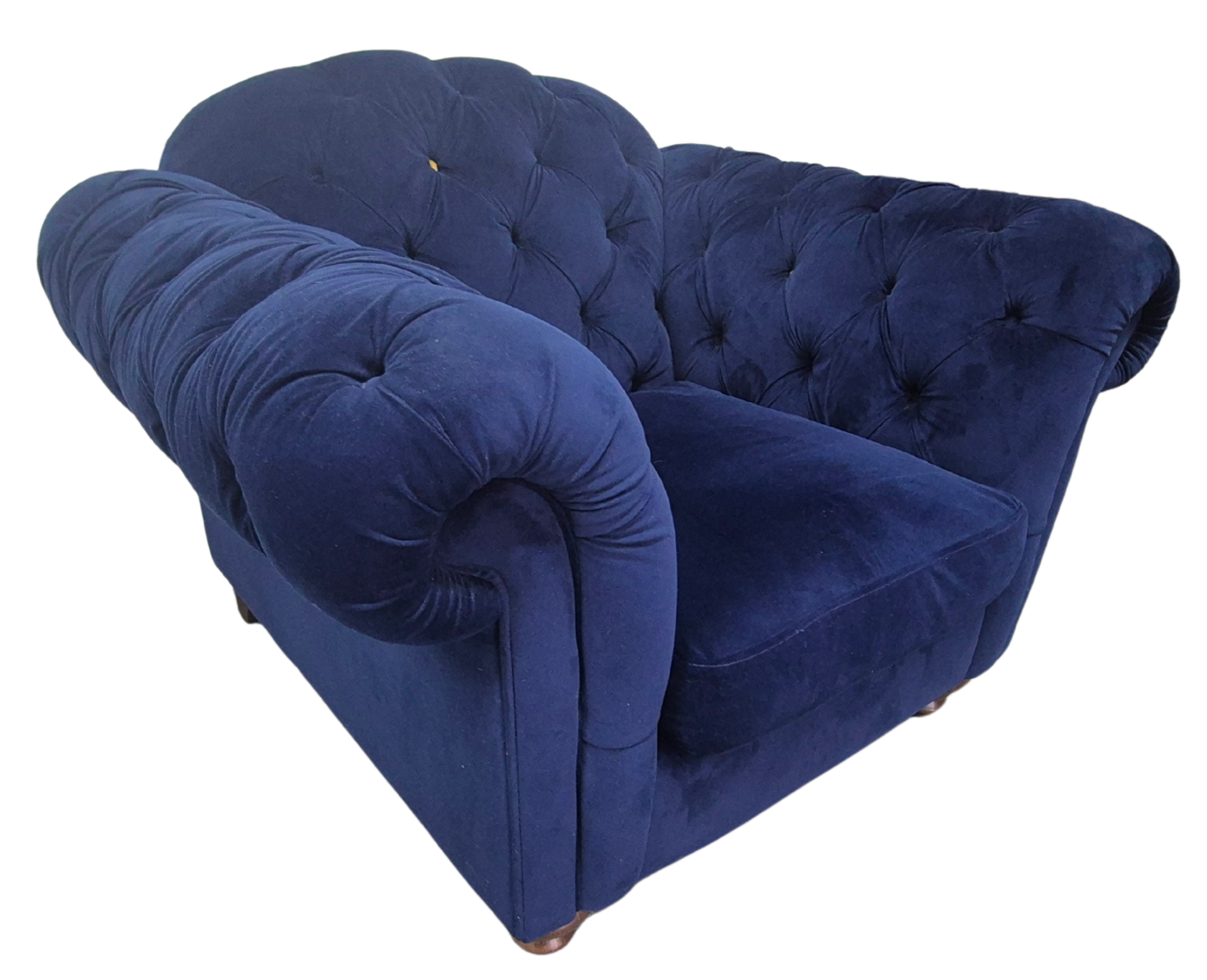 DFS Blue Velvet Armchair part of the Joules Windsor Range in a Deluxe Velvet Fabric.