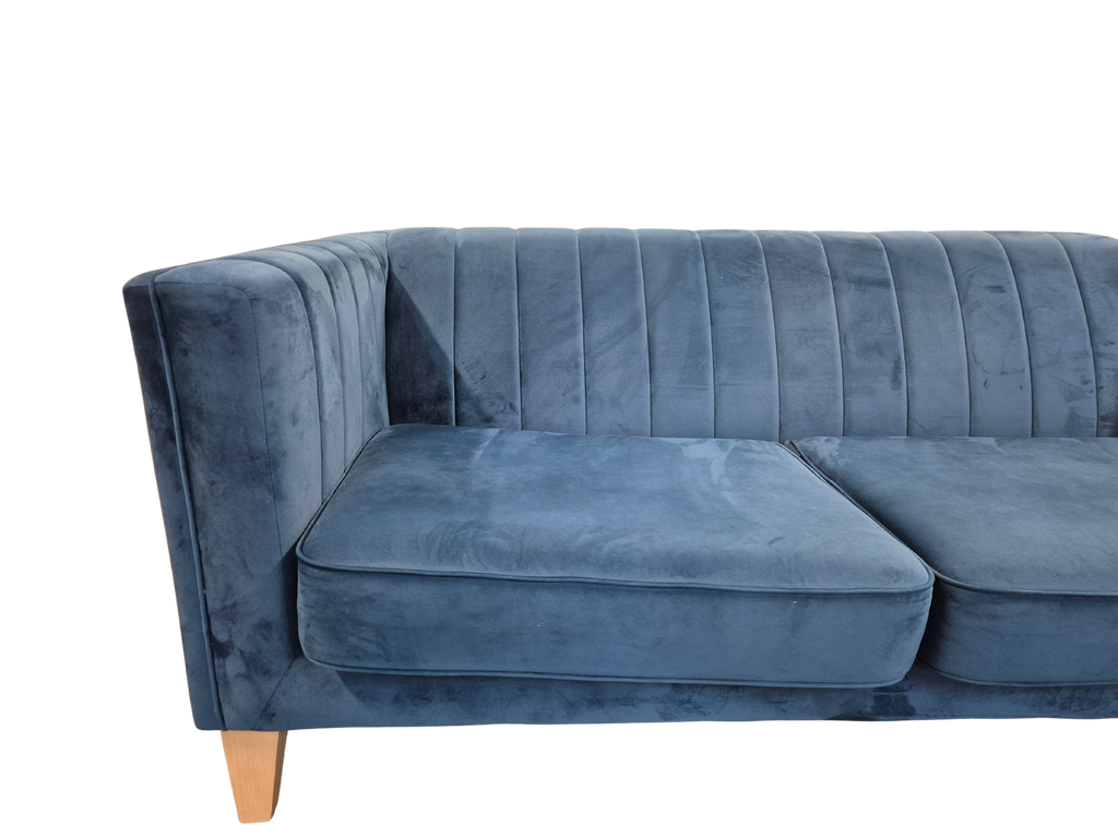 Sofology Fluted Isla Blue Velvet 2 Seater
