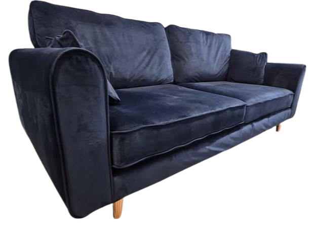 Blue Velvet 3-Seater Sofa
