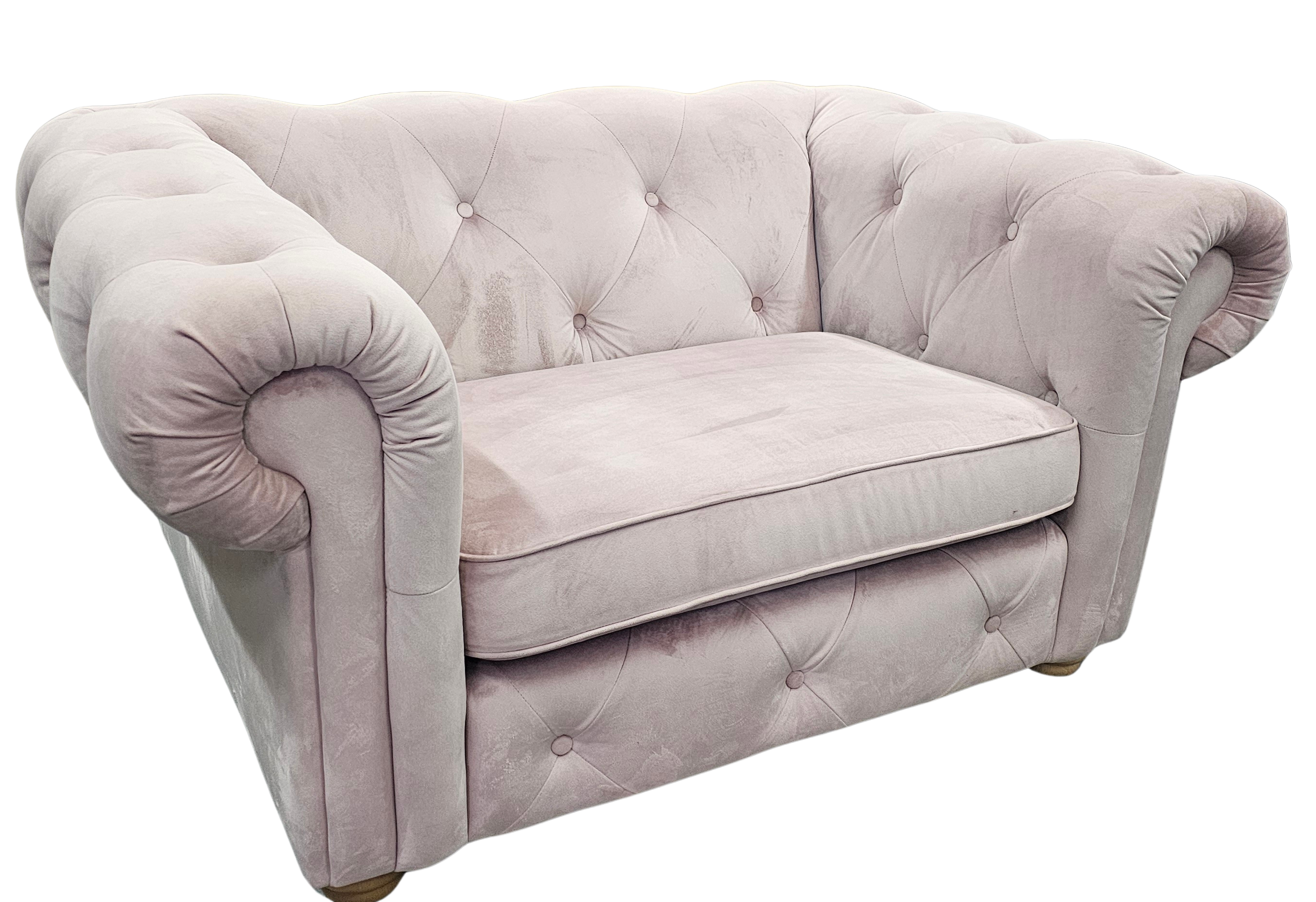 DFS Belair Blush Sensual Velvet Cuddle Chair