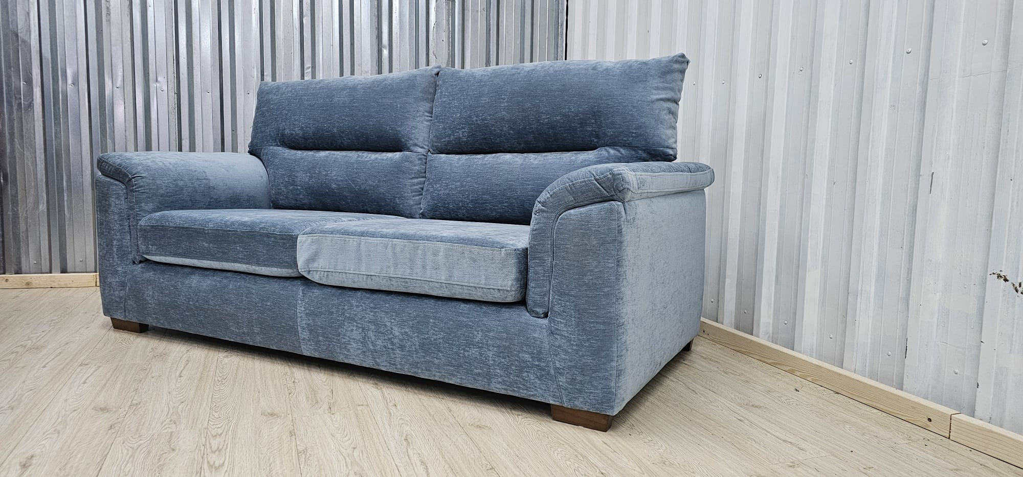 Next Hayden Fine Chenille Easy Clean Mid Blue Small 3 Seater