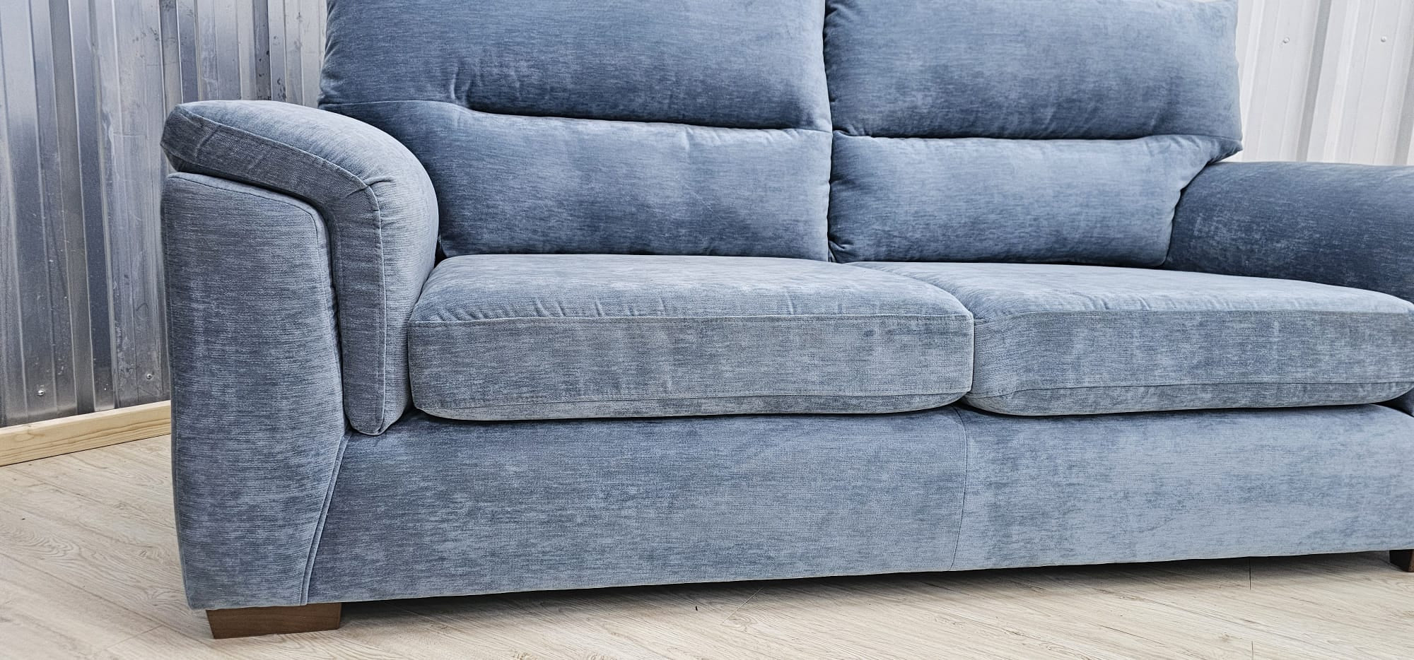 Next Hayden Fine Chenille Easy Clean Mid Blue Small 3 Seater