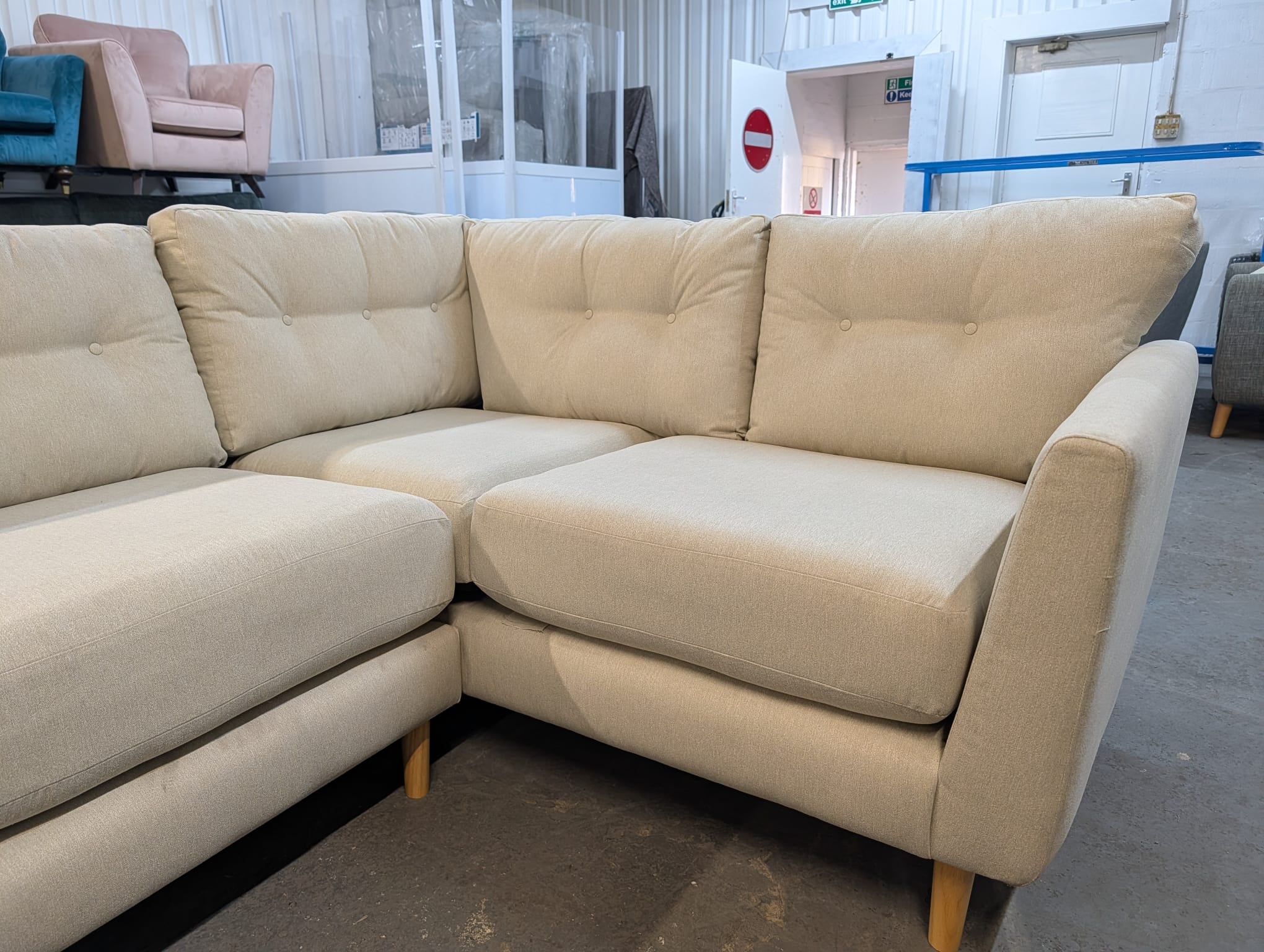 Oak Furniture Land Evie Rosa Sand Fabric Corner Sofa