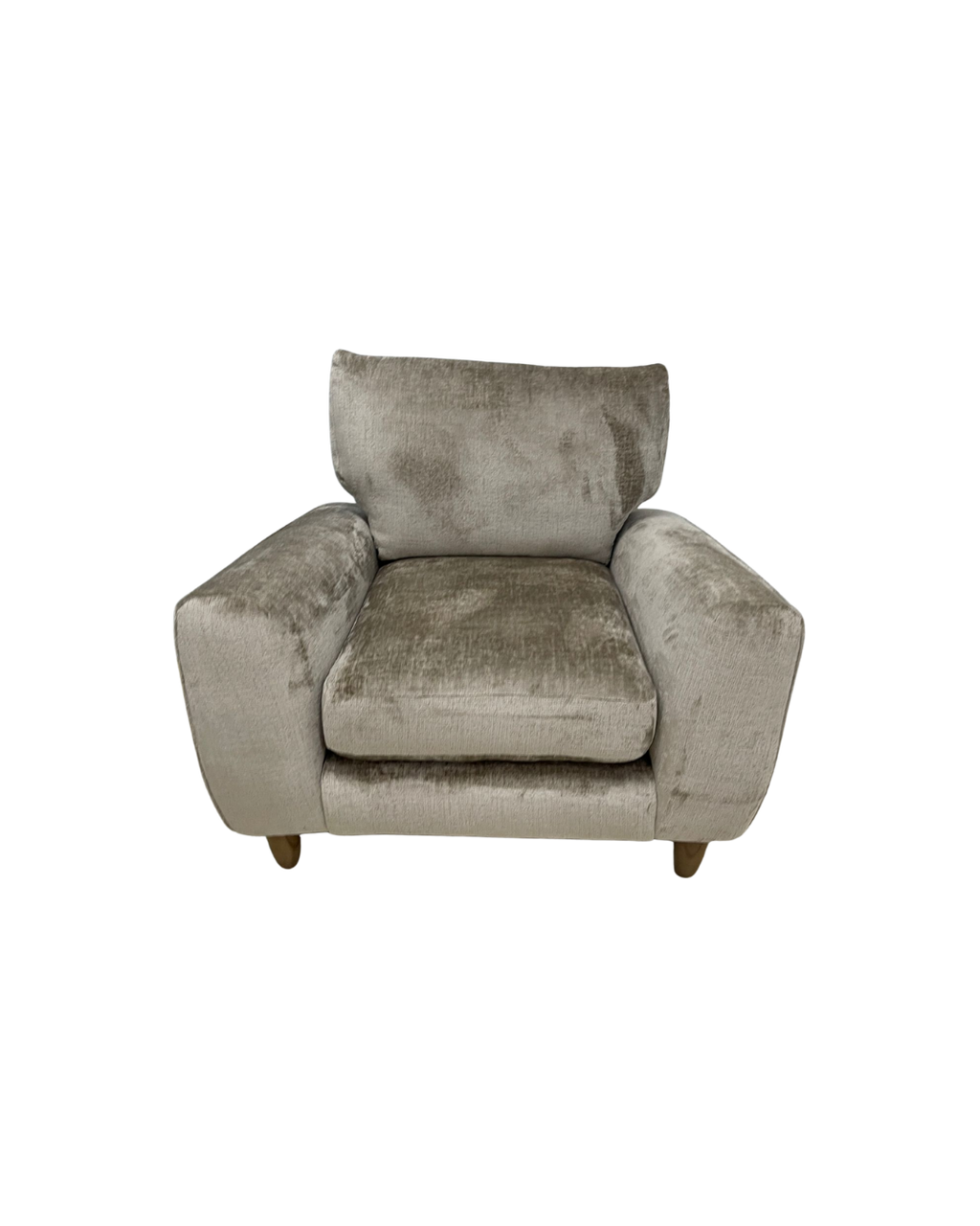 Next Campbell Armchair + Footstool  Plush Chenille Mid Natural