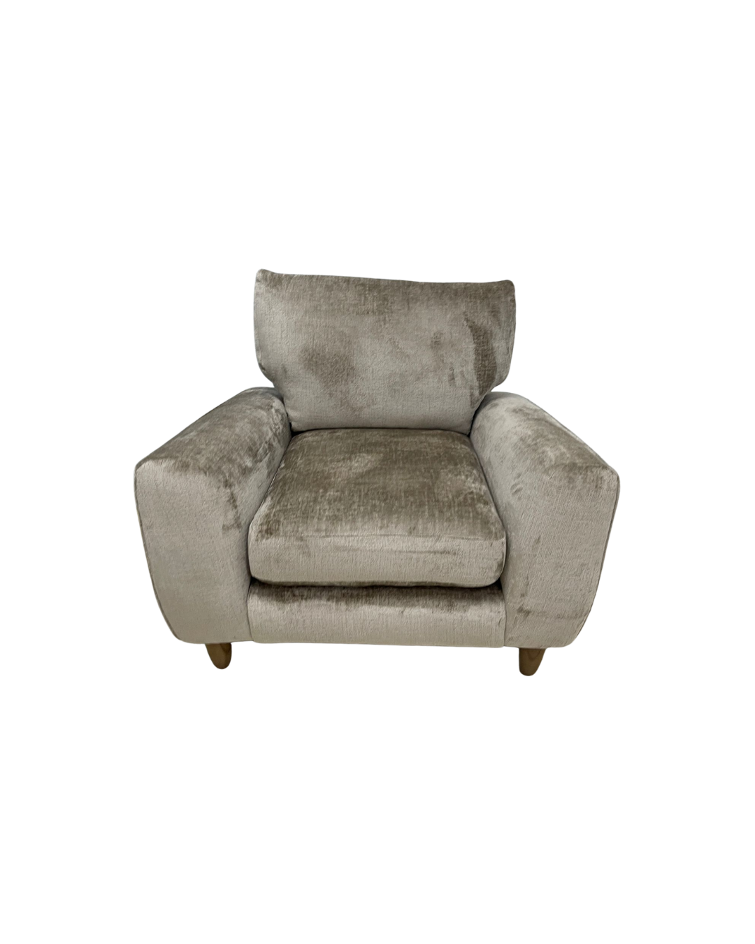 Next Campbell Armchair + Footstool  Plush Chenille Mid Natural