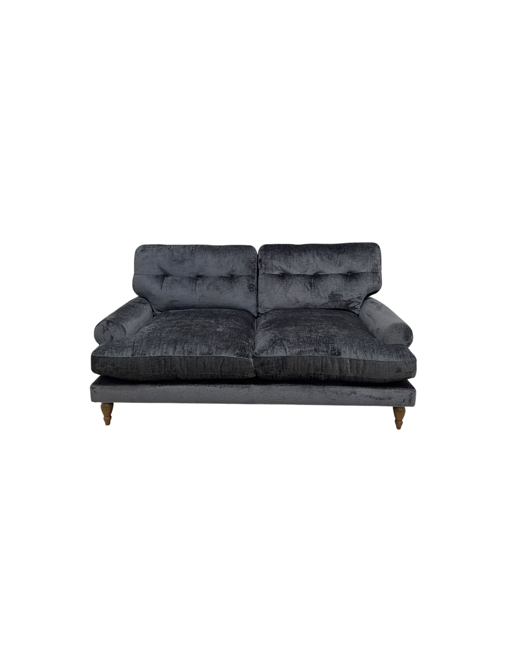 Next Erin Buttoned Back Deep Relaxed Plush Chenille Slate Blue 3 Seater Small Sofa